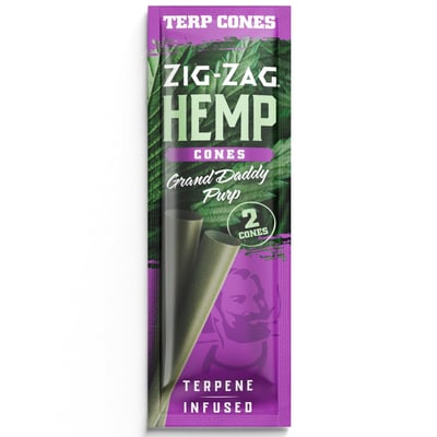 Shop Zig Zag Terpene Infused Hemp Cones 2pk - Grand Daddy Purp