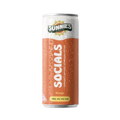 Shop Socials - Mango Sparkling Water - 10mg THC - 12oz Can | Hi