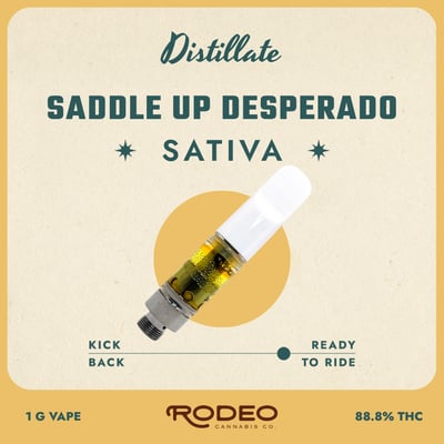 Shop RC Saddle Up Desperado Distillate Vape 88.88% S 00267 1g | Budr