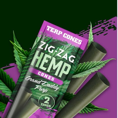 Shop Zig Zag Terpene Infused Hemp Cones 2pk - Grand Daddy Purp