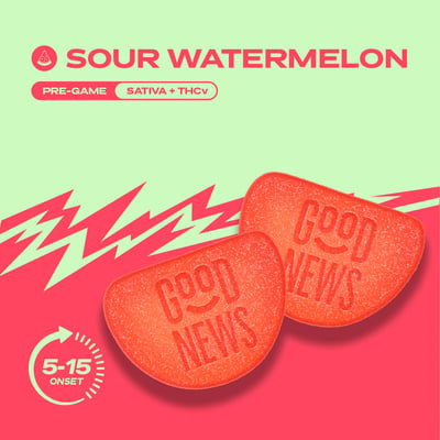Image 5 for PRE-GAME Sour Watermelon [10pk] (100mg THC/50mg THCV), a sativa product