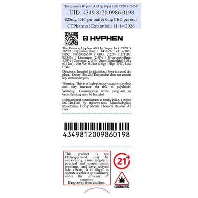 Shop CTP Essence Hyphen Super Jack AIO 82.84% S 26559 1g | Budr
