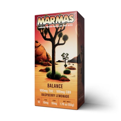 1:1 Raspberry Lemonade - Balance [10pk] (100mg CBD/100mg THC) | Marmas