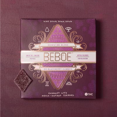 Image 1 for 1:1 Downtime Blackberry [20pk] (100mg CBD/100mg THC), a indica product