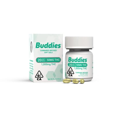 50mg THC [20ct] (1000mg) | Buddies Brand | THC Softgels