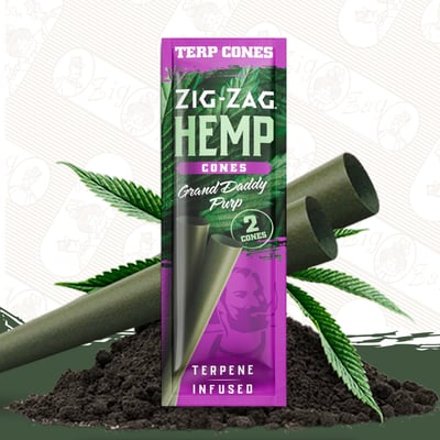 Shop Zig Zag Terpene Infused Hemp Cones 2pk - Grand Daddy Purp