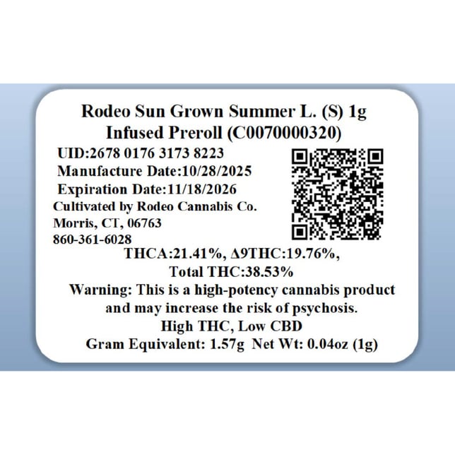Rodeo Cannabis - Summer L (S) Infused Pre-Roll 1pk (1g) C0070000320 - Image 2