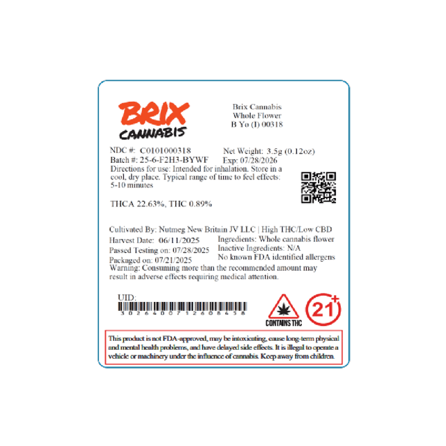 BRIX Cannabis - B Yo (I) Flower  C0101000318 - Image 2