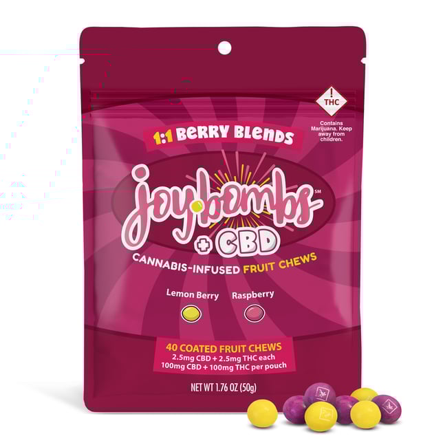 Joy Bombs + CBD 1:1 Berry Blends - 100mg THC (40pk / 2.5mg THC & 2.5mg CBD ea) - Image 2