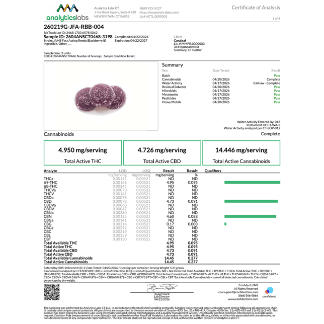 JAMS - Blackberry (I) Remix Fast Acting Ratio Jellies (4.95mg THC 4.73mg CBD 4.6mg CBN 20pk) C0030001746 - Image 3