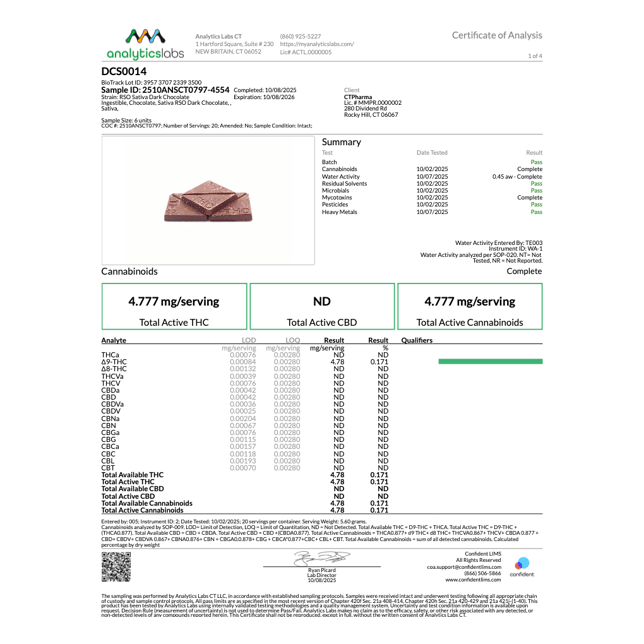 Encore - Dark (S) RSO Chocolate (9.96mg 10pk) C0020026133 - Image 3