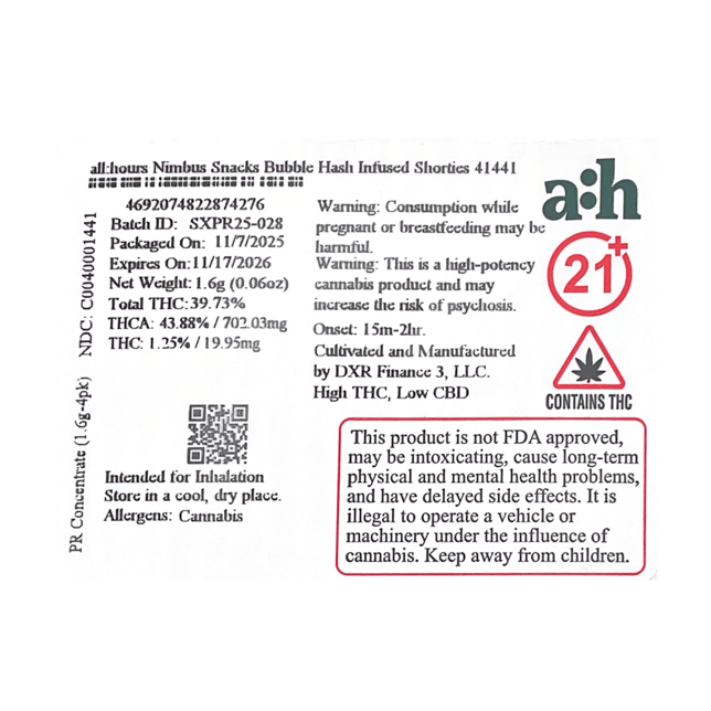 all:hours - Nimbus Snacks (S) BH Infused Shorties 4pk (1.6g) C0040001441 - Image 2