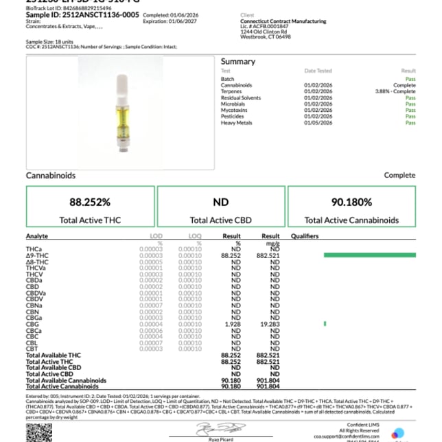 Lighthouse - Sour Diesel (S) Live Resin Vape Cartridge (1g) C0060000383 - Image 3