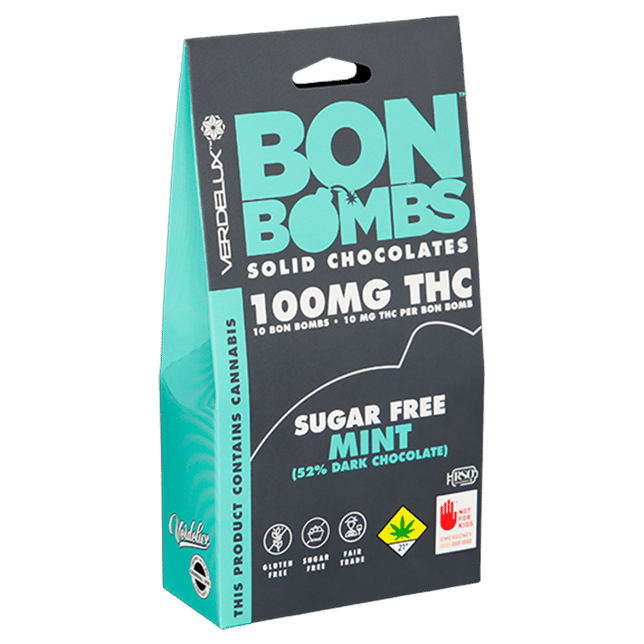 Chocolate BON BOMBS Mint Sugar Free (DOHC) Edibles - 10pk 100mg THC - Image 3