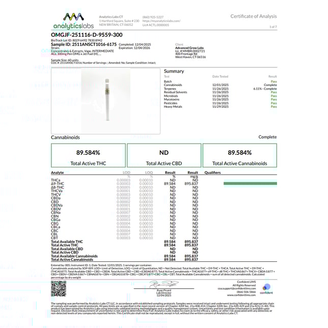 AGL - OMG x Jet Fuel (H) Disposable Vape (0.3g) C0010001121 - Image 4