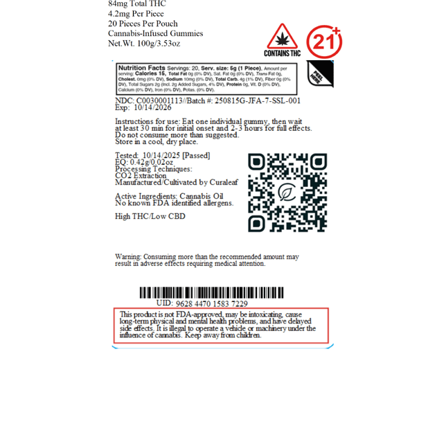 JAMS - Sour Strawberry Lemonade (S) Fast Acting Jellies (4.2mg 20pk) C0030001113 - Image 3