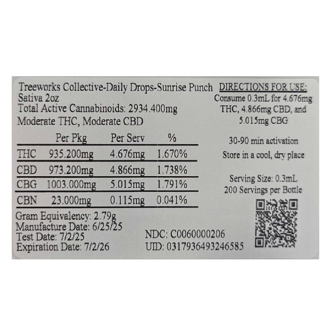 Treeworks Collective - Sunrise Punch (S) Daily Drops (60mL) C0060000206 - Image 2