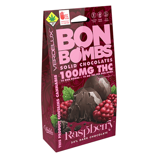 Chocolate BON BOMBS Raspberry (DOHC) Edibles - 10pk 100mg THC - Image 3 Chocolate BON BOMBS Raspberry (DOHC) Edibles - 10pk 100mg THC - Image 3