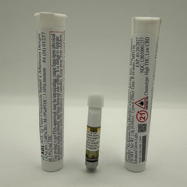 AGL  Creamsicle Sunset x Afternoon Delight #4 (H) Vape Cartridge  C0010001257 - Image 2