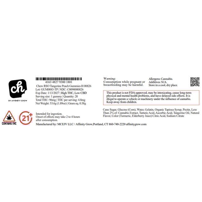 Chew - Tangerine Peach (H) RSO Gummies (4.8mg 20pk) C0090000826 - Image 2