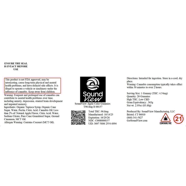 SoundView - Apple Cider (H) Gummies (4.54mg 20pk) C0080000157 - Image 2