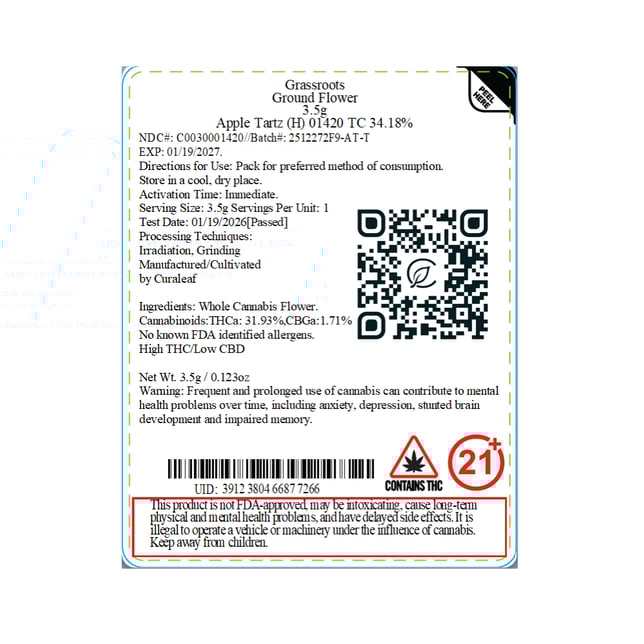 Grassroots - Apple Tartz (H) Ground Flower  C0030001420 - Image 2