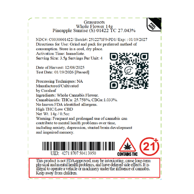 Grassroots - Pineapple Sunrise (S) Flower  C0030001422 - Image 5