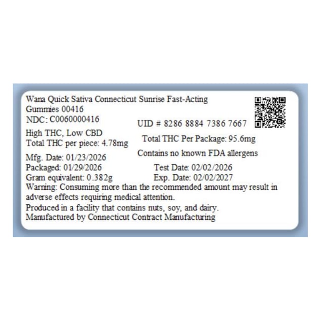 Wana - Connecticut Sunrise (S) Fast Acting Gummies (4.78mg 20pk) C0060000416 - Image 2
