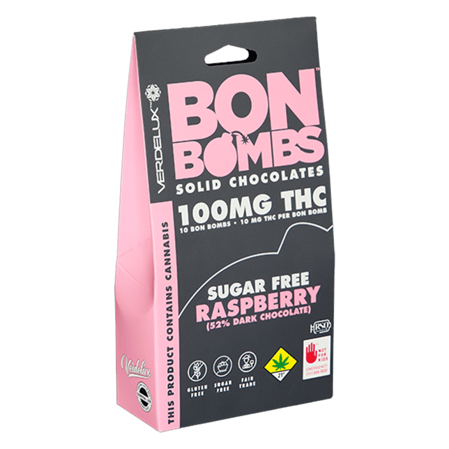 Chocolate BON BOMBS Sugar Free Raspberry (DOHC) Edibles - 10pk 100mg THC - Image 3 Chocolate BON BOMBS Sugar Free Raspberry (DOHC) Edibles - 10pk 100mg THC - Image 3