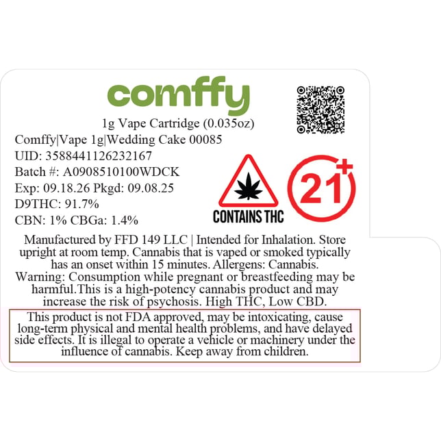 Comffy  Wedding Cake (I) Vape Cartridge  C0140000085 - Image 2