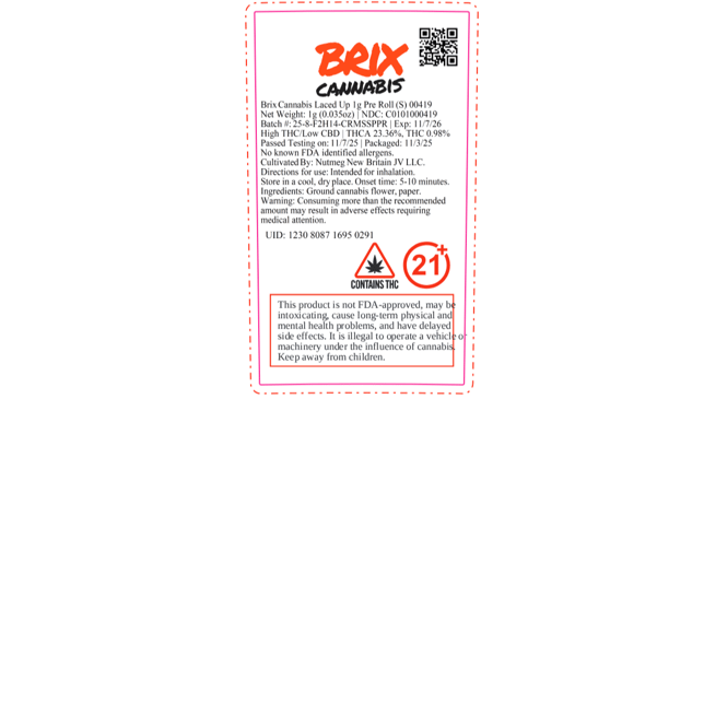 BRIX Cannabis - Permanent Marker (I) 1g Pre-Roll 1pk (1g) C0101000408 - Image 2