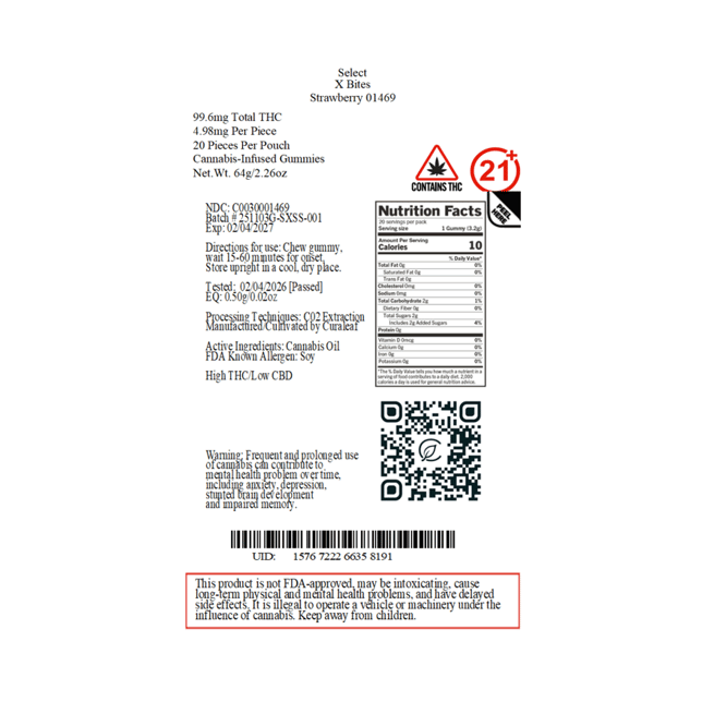 Select - Strawberry (H) X Bites (4.98mg 20pk) C0030001469 - Image 3 Select - Strawberry (H) X Bites (4.98mg 20pk) C0030001469 - Image 3