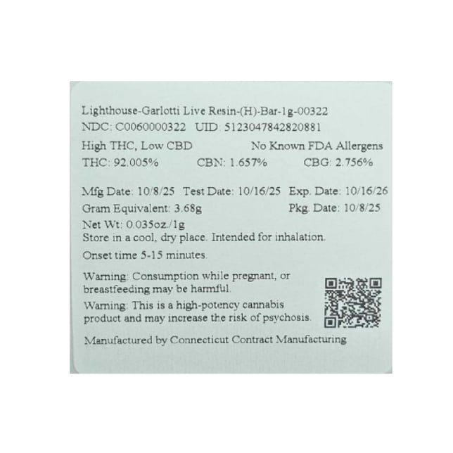 Lighthouse - Garlotti (H) Live Resin Disposable Vape (1g) C0060000322 - Image 3 Lighthouse - Garlotti (H) Live Resin Disposable Vape (1g) C0060000322 - Image 3