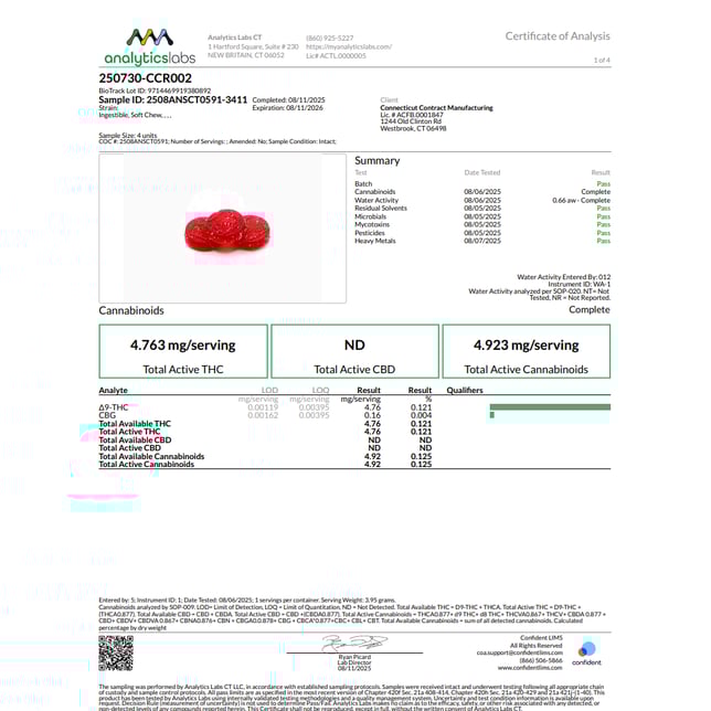 The Happy Confection - Crushin' It Cran-Raspberry (S) Gummies (4.76mg 20pk) C0060000245 *NP - Image 3