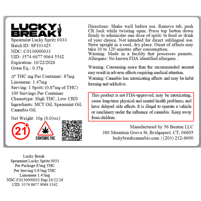 Lucky Break - Spearmint (H) Lucky Spritz (10g) C0130000033 - Image 2
