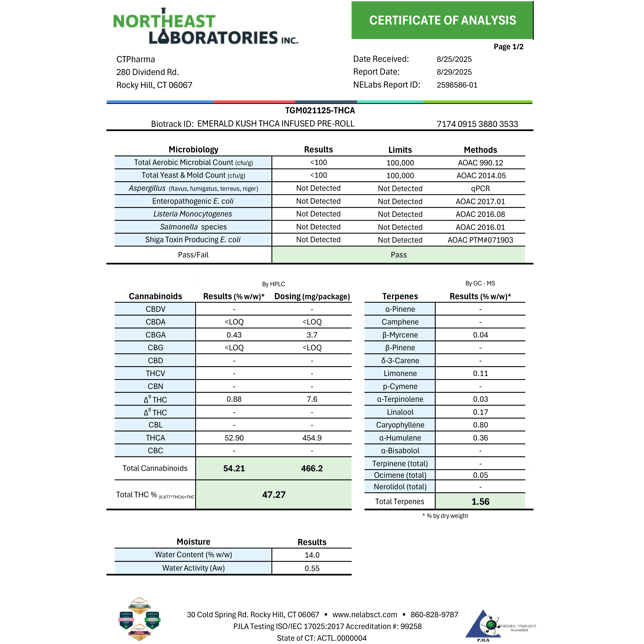 CTPharma - Emerald Kush (S) THCA Infused Pre-Roll 1pk (1g) C0020026271 - Image 2 CTPharma - Emerald Kush (S) THCA Infused Pre-Roll 1pk (1g) C0020026271 - Image 2