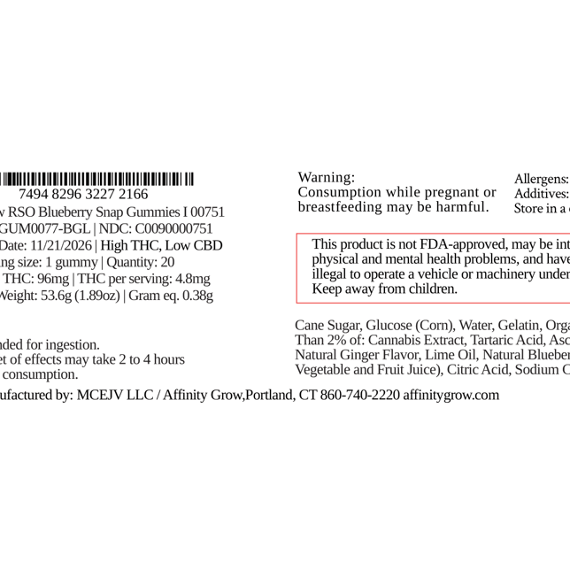 Chew - Blueberry Snap (I) RSO Gummies (4.8mg 20pk) C0090000751 - Image 2