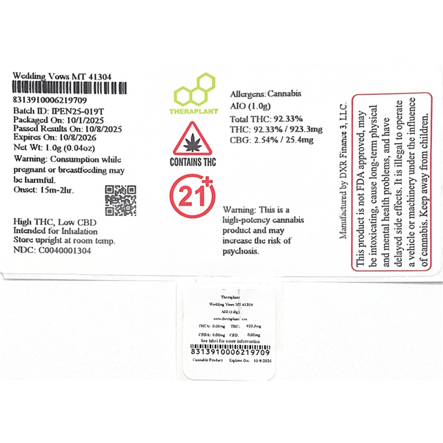 Theraplant - Wedding Vows (I) Mini Tank Disposable (1g) C0040001304 - Image 2