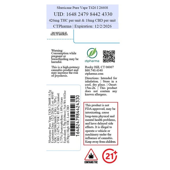 CTPharma  Slurricane (I) Vape Cartridge  C0020026608 - Image 2