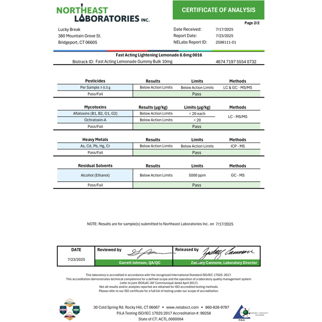 Lucky Break - Lightening Lemonade (H) Fast Acting Lucky Chews (8.6mg 10pk) C0130000016 *NP - Image 3