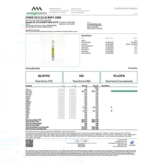 AGL  Cereal Milk x Durban Z (H) Vape Cartridge  C0010001118 - Image 4