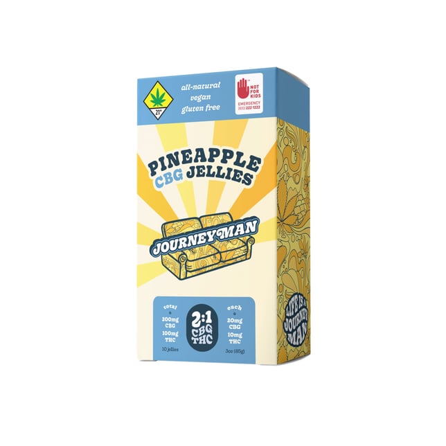 2:1 CBG Pineapple Jellies [10pk] (200mg CBG/100mg THC) - Image 1