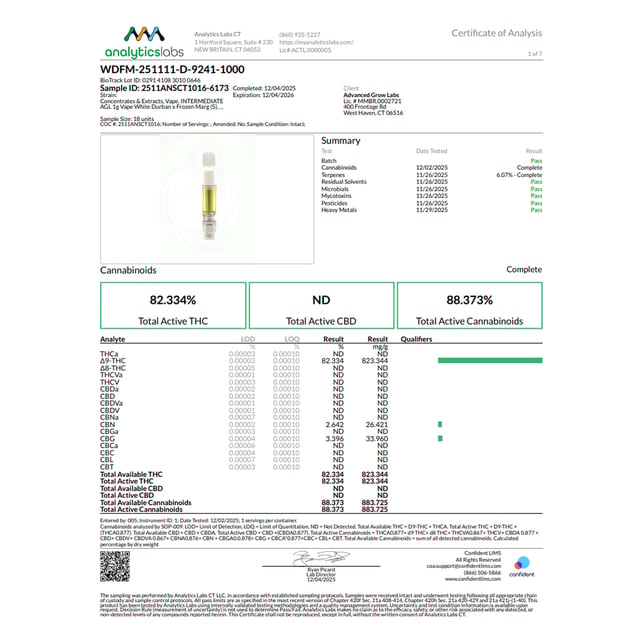 AGL  White Durban x Frozen Marg (S) Vape Cartridge  C0010001119 - Image 4