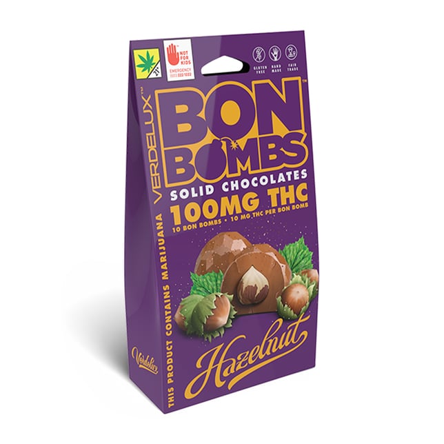 Chocolate BON BOMBS Hazelnut Dark (DOHC) Edibles - 10pk 100mg THC - Image 1 Chocolate BON BOMBS Hazelnut Dark (DOHC) Edibles - 10pk 100mg THC - Image 1