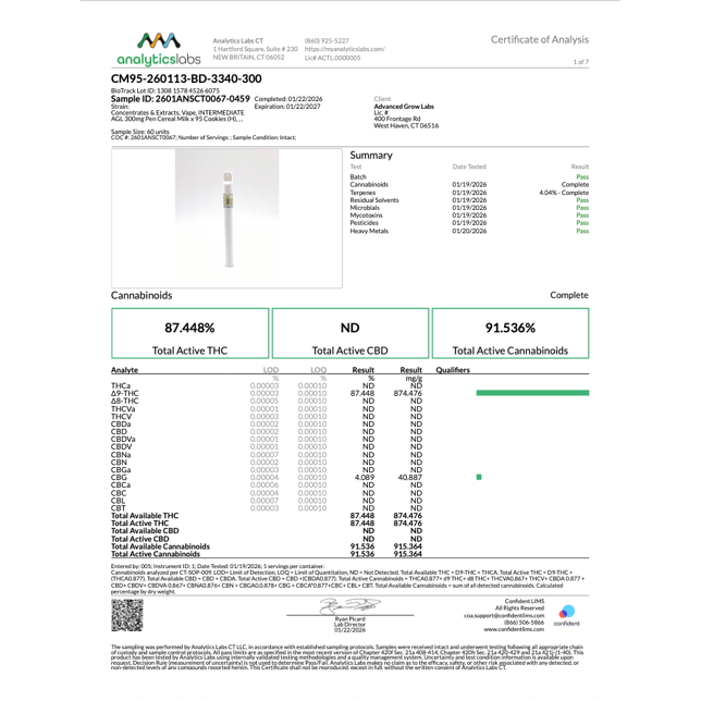 AGL - Cereal Milk x 95 Cook (H) Disposable Vape (0.3g) C0010001281 - Image 4