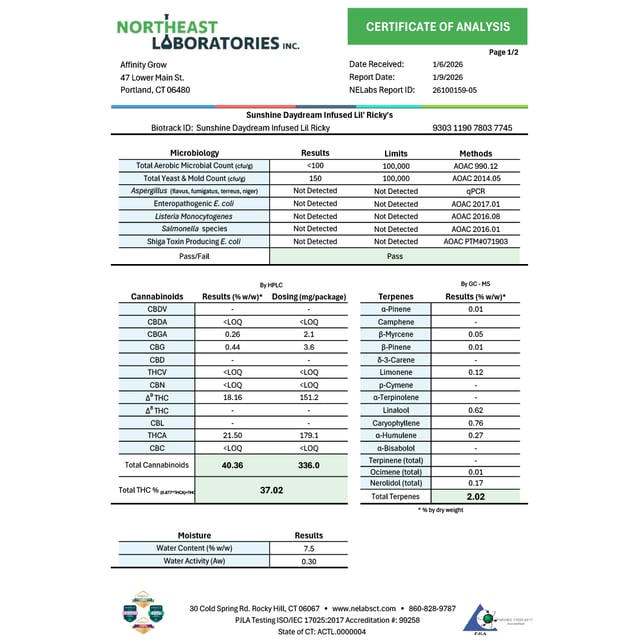 Affinity Grow - Sunshine Daydream (I) Infused Lil' Ricky 0.3g Pre-Rolls 3pk (0.9g) C0090000819 - Image 3