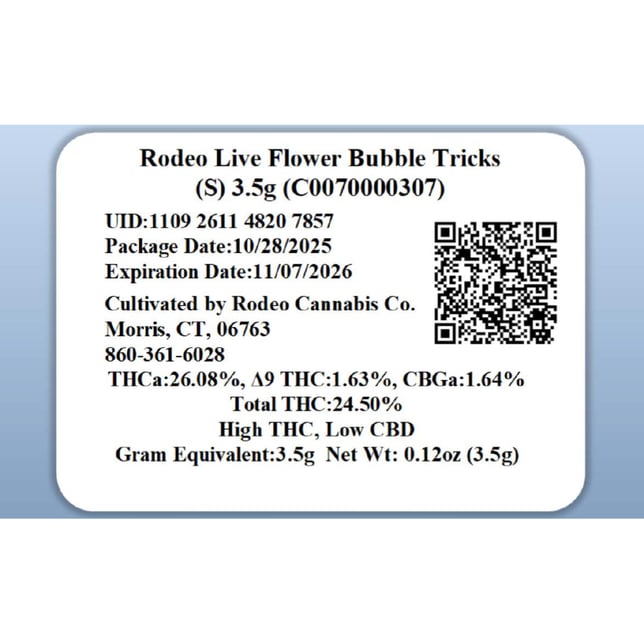 Rodeo Cannabis - Bubble Tricks (S) Flower  C0070000307 *NP - Image 2