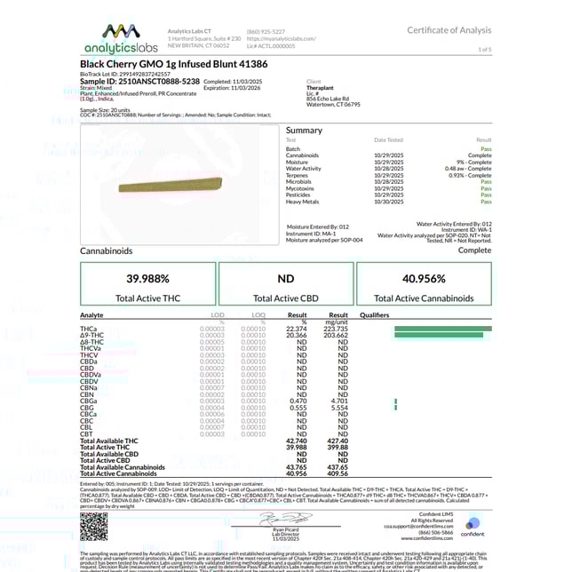 Theraplant - Black Cherry GMO (H) Infused Blunt 1pk (1g) C0040001386 - Image 3