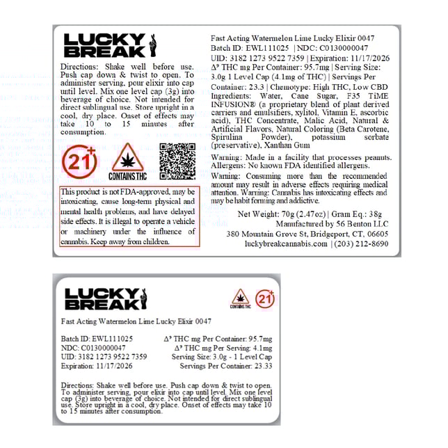 Lucky Break - Watermelon Lime (H) Fast Acting Lucky Elixir (70g) C0130000047 - Image 2