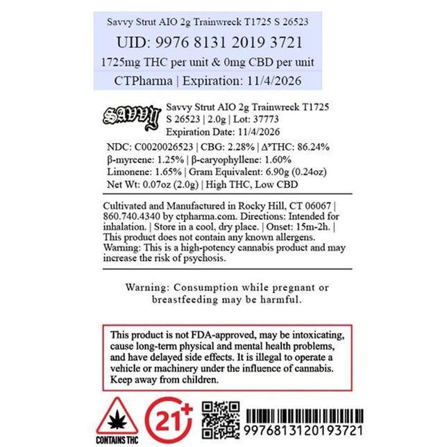 Savvy - Trainwreck (S) Strut Disposable Vape (2g) C0020026523 - Image 2